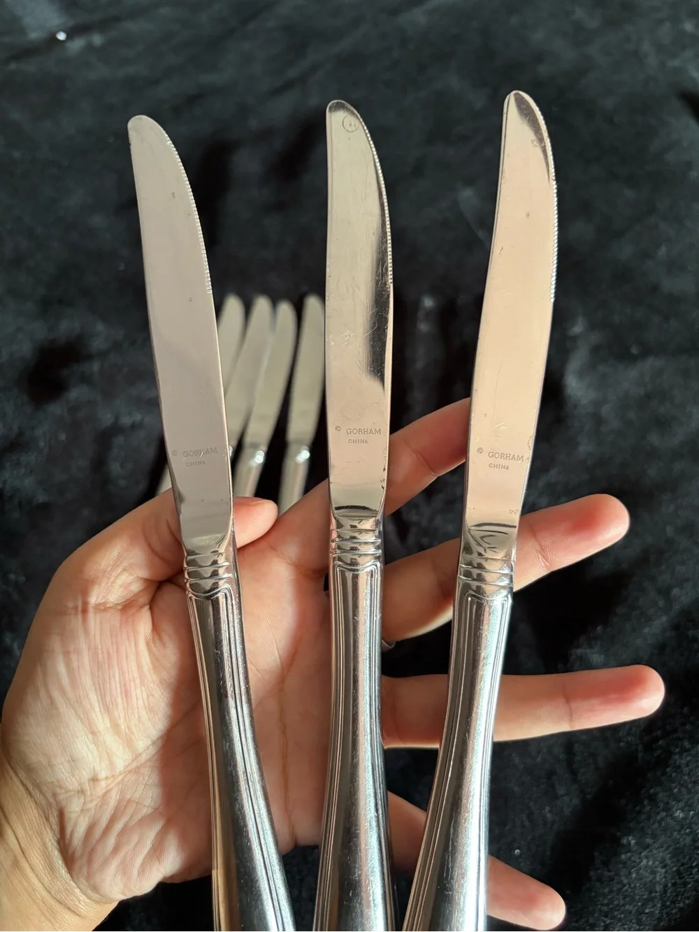 7 Piece Gorham MONET Dinner Knives Set Stainless Steel Glossy 9” Flatwear